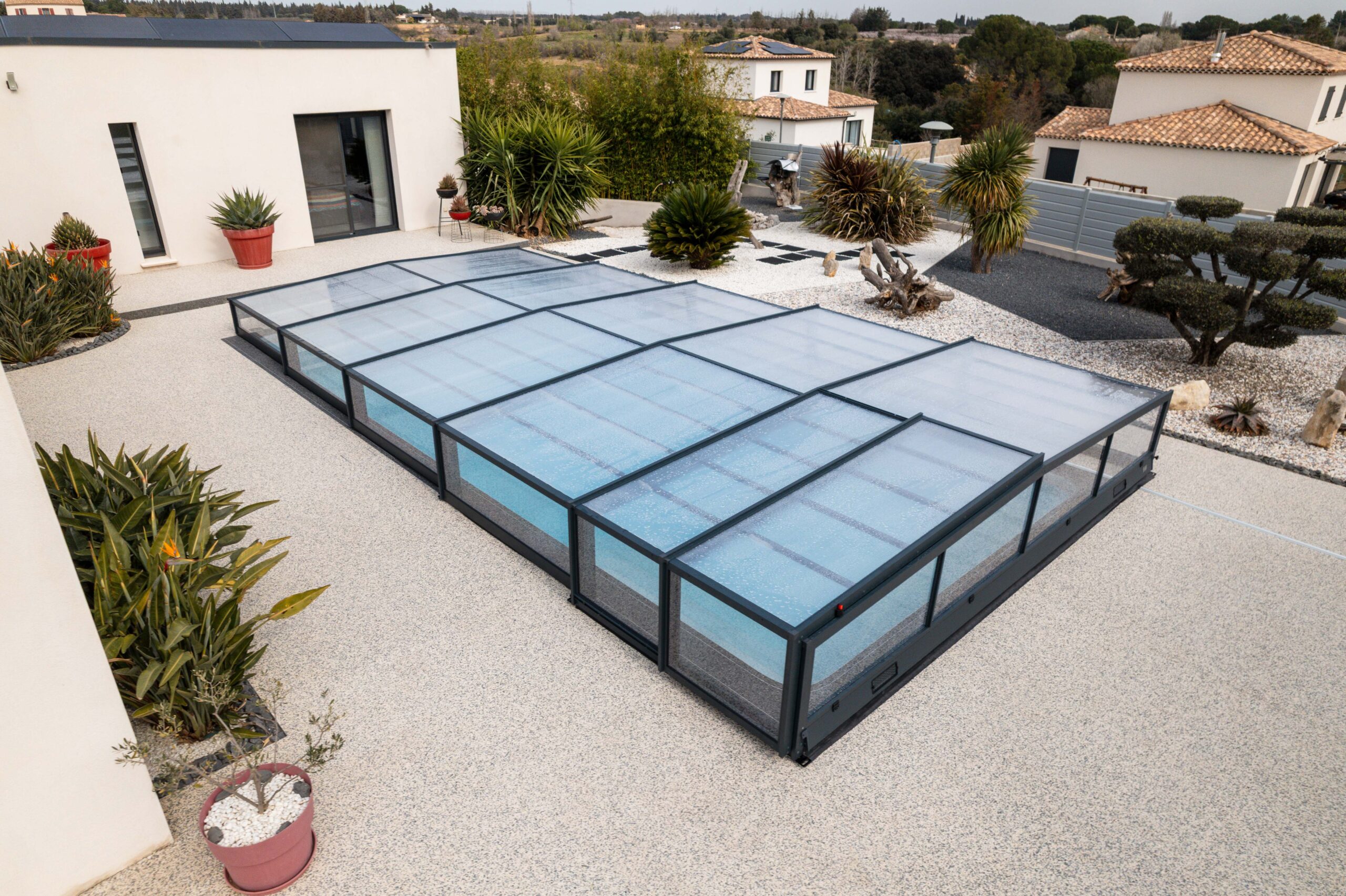 abris de piscine bas